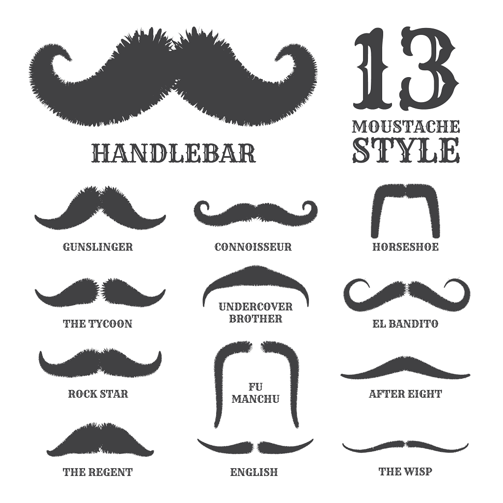 13 styles of moustache