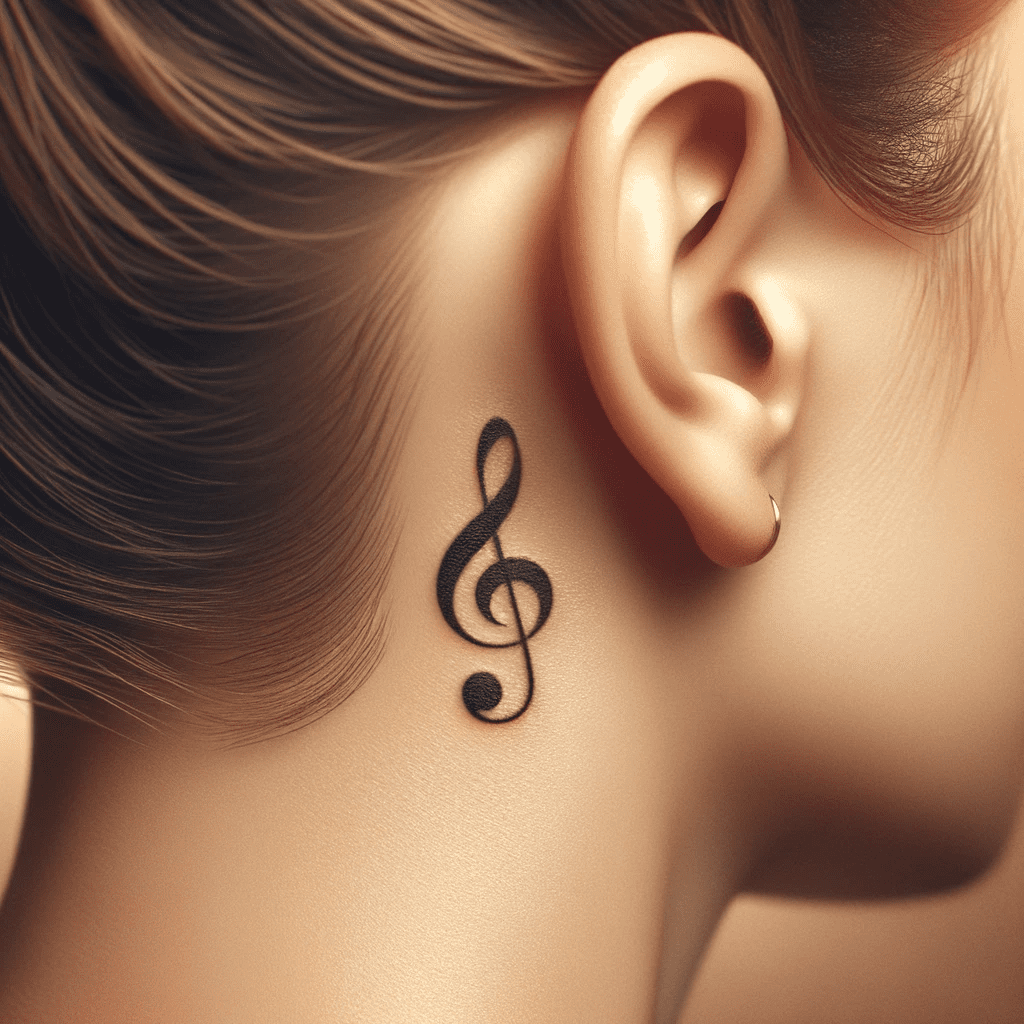 30 Best Music Note Tattoo Behind Ear Designs you Need.