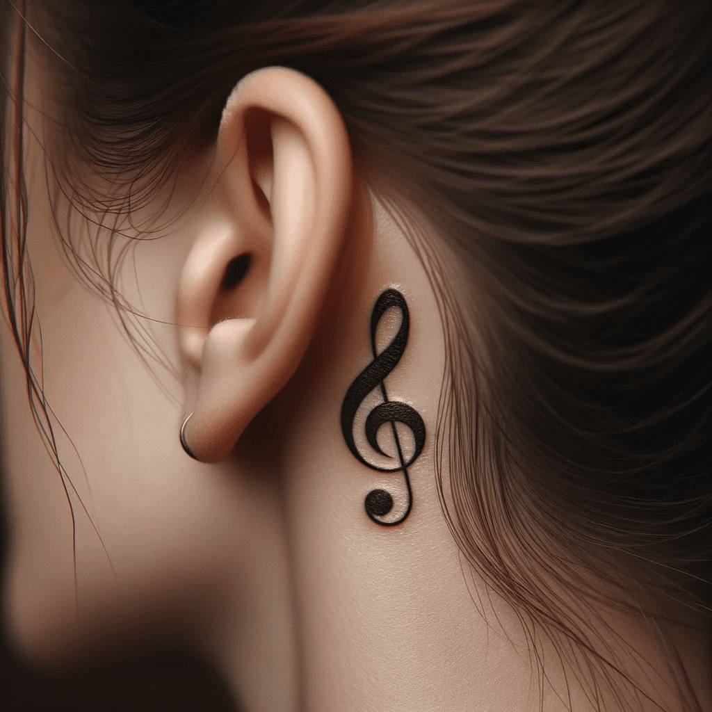 music note behind ear