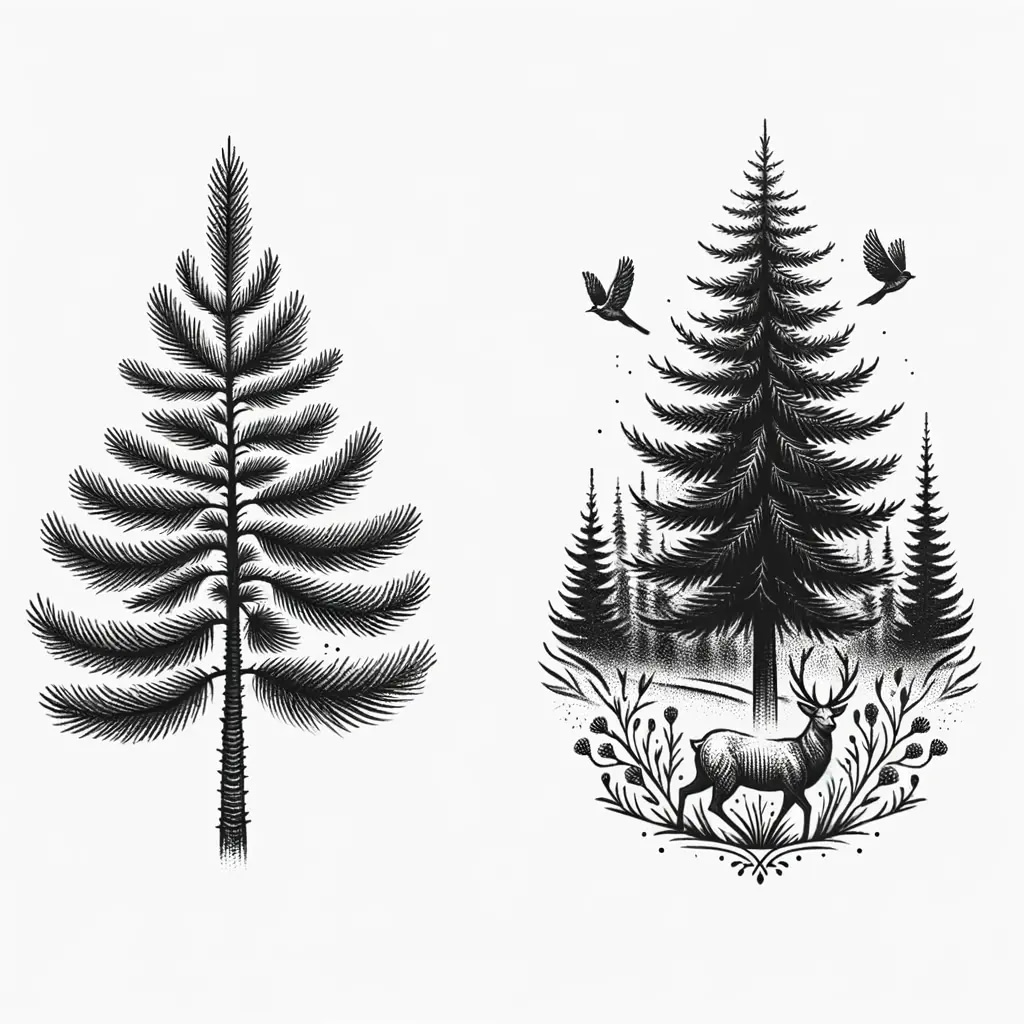 30 Beautiful Pine tree Tattoos and Guide To Their Meanings