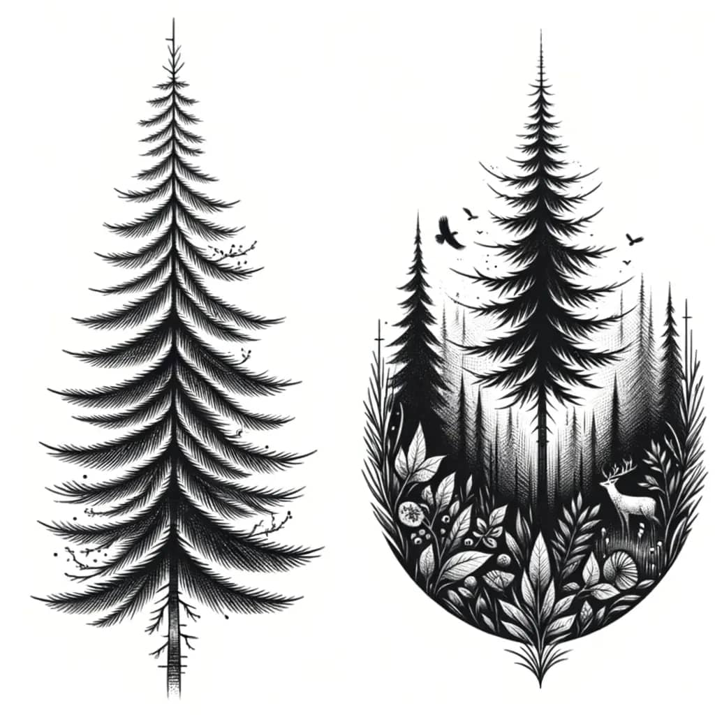 pine tree tattoo design