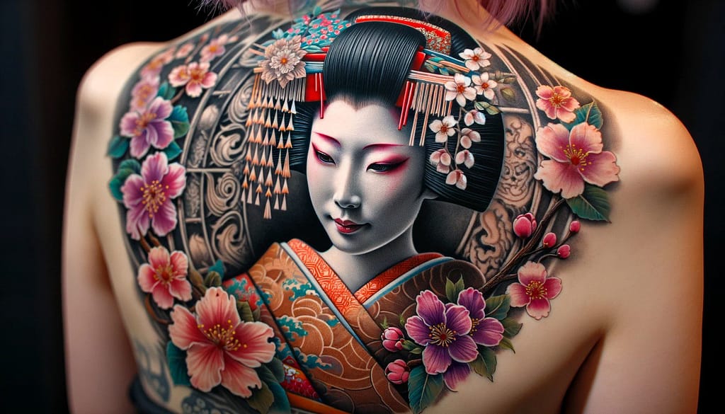 Japanese Geisha Tattoo Designs for back