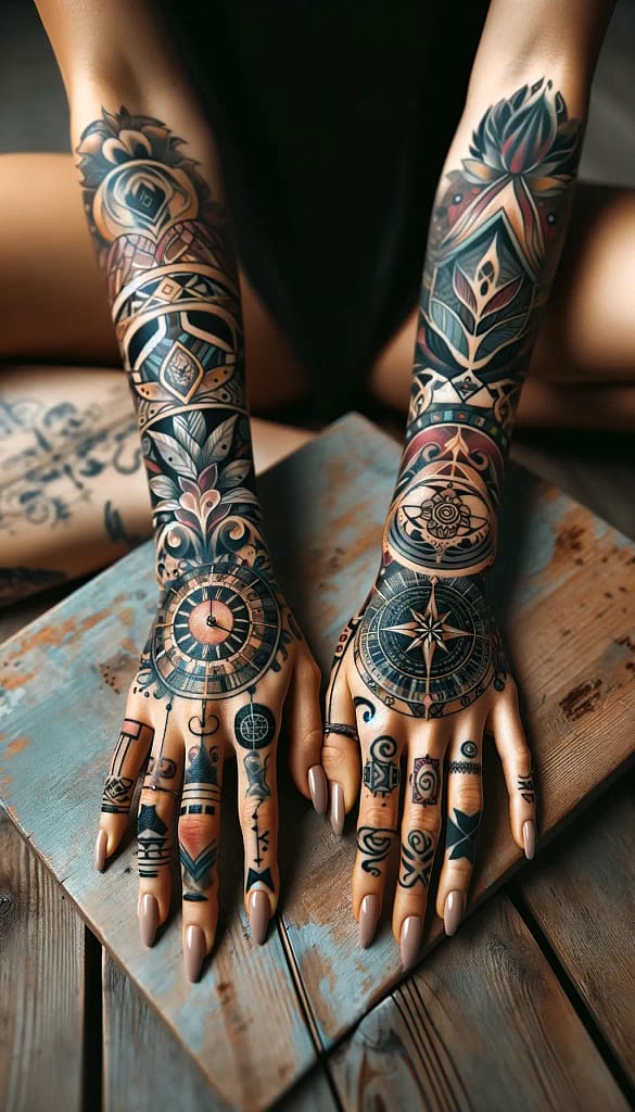 both hand Patchwork tattoo